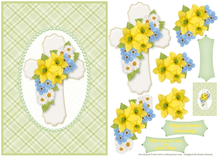 Spring Floral Cross Decoupage by Susan Heanes