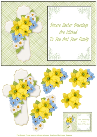 Spring Floral Cross Decoupage by Susan Heanes