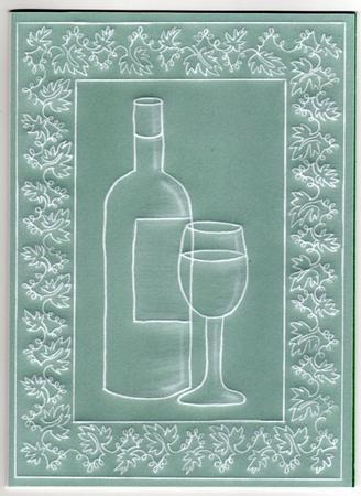 Wine Bottle and Glass Parchment Card by Susan McGuirk