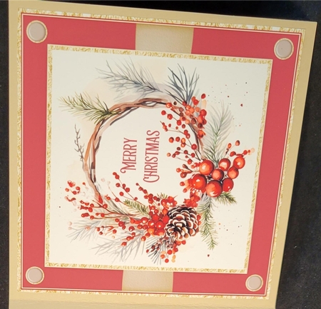 Vintage Christmas Dogs Family 7x7ins card kit 17 with lace edging by Susan Mehlbaum