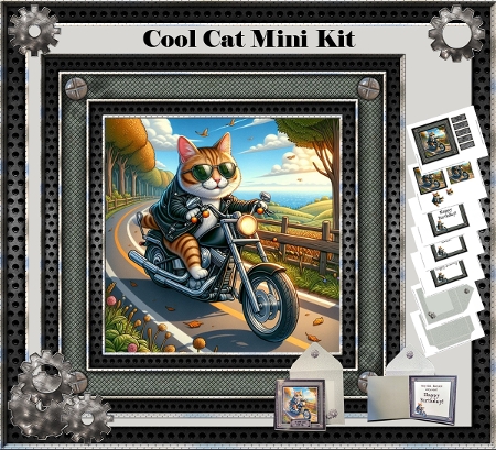CAT ON BIKE  - Illustrations for Cardmakers & Designers  by Susan Mehlbaum