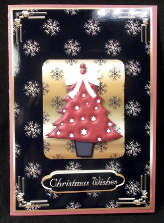 Christmas Tree in Red on Black and Gold with Step by Step by Susan Mehlbaum