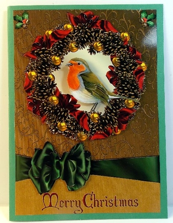 Christmas Robin in Wreath with Decoupage by Susan Mehlbaum