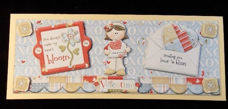 Dl Card Front Sending You Love N Kisses Valentine by Susan Mehlbaum