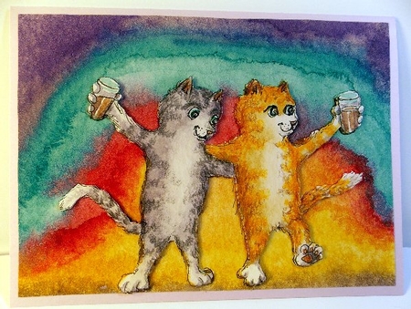 A4 Friends Raising a Glass of Beer by Susan Mehlbaum