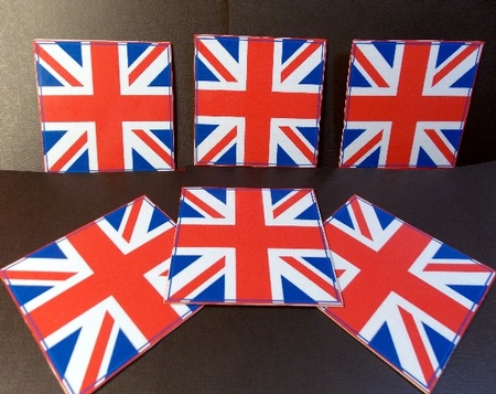 Union Jack Coasters by Susan Mehlbaum
