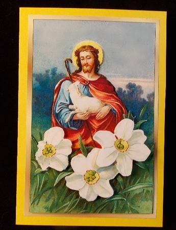 Lamb of God - Religious Easter Card Front with Decoupage by Susan Mehlbaum