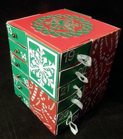 24 Drawer Advent Christmas Cube with Optional Christmas Santa Outfit  by Susan Mehlbaum