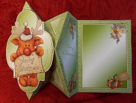 Rudolph Reindeer Diamond Fold Card by Susan Mehlbaum