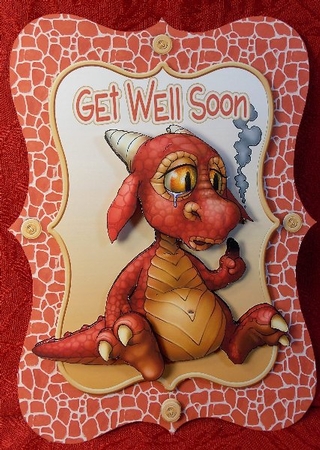 Baby Dragon Get Well Bracket Shaped Card Kit by Susan Mehlbaum