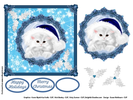 6 Fluffy White Kittens In Santa Hats Png, by Susan Mehlbaum