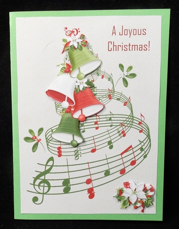 Vintage Style Christmas Bells & Tree Musical Floral Card Decoupage Mini Kit by Susan Mehlbaum