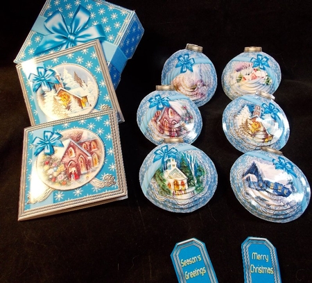 3D Bauble.Card.Gift Box Winter Church Bundle by Susan Mehlbaum