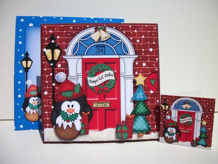 3D Penguin's Pud Christmas Door Countdown Animated Card by Susan Mehlbaum