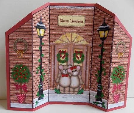Christmas Teddy Scene Folded Card by Susan Mehlbaum