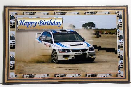 Rally Car Pyramid Card Front by Susan Mehlbaum
