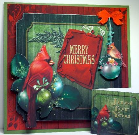 Christmas Cardinal Card Front Plus Gift Card by Susan Mehlbaum