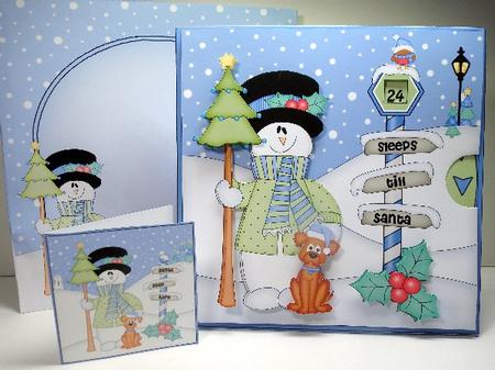 3D Xmas Snowman Sleeps Till Santa Animated Card by Susan Mehlbaum