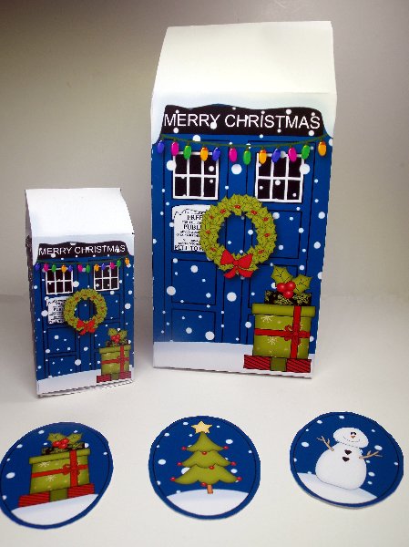 3D Xmas Police Box Milk Carton Treat Boxes by Susan Mehlbaum