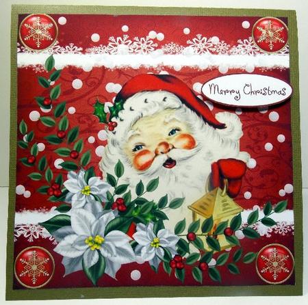 Vintage Santa Christmas Topper with Insert and Tags by Susan Mehlbaum