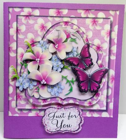 All Occasion Lavendar Frangipani & Butterflys Square Topper by Susan Mehlbaum
