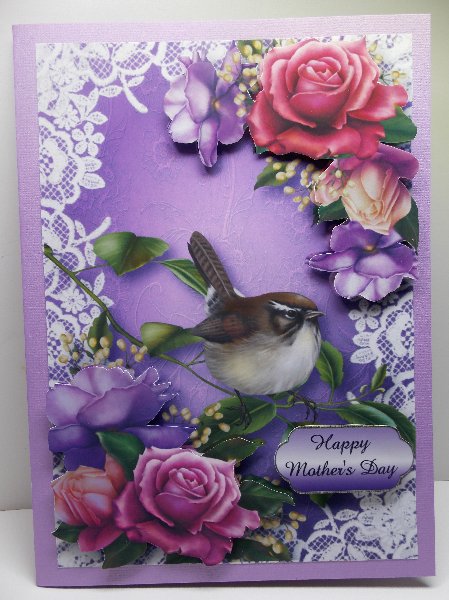 Beautiful Belle Roses Wren on Lace by Susan Mehlbaum