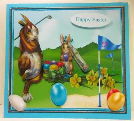 Vintage Golfing Bunny Topper & Decoupage by Susan Mehlbaum