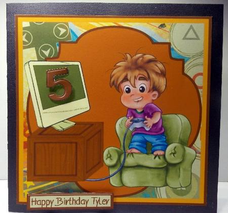 Computer Game Boy Birthday Boy Age Topper & Sentiments by Susan Mehlbaum