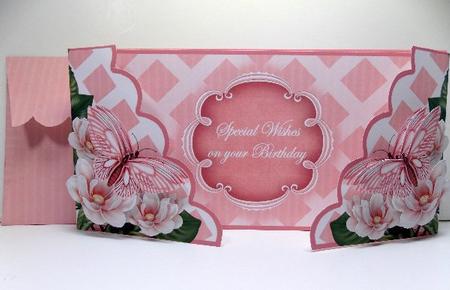 Pink Butterfly Special Birthday 3D Fancy Lattice 3D Card Kit by Susan Mehlbaum