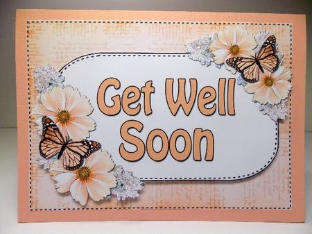 5x7 Get Well Soon Flowers & Butterflies 3D Decoupage by Susan Mehlbaum