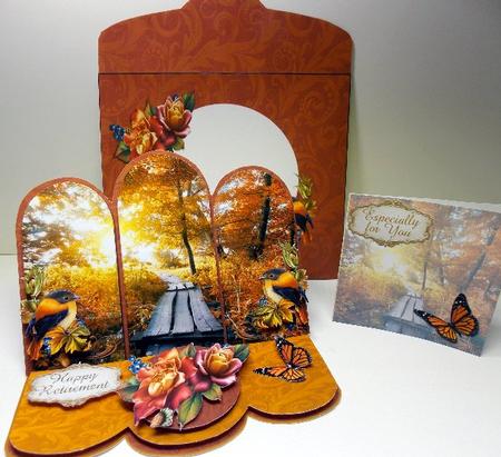 Autumn Pathways Shaped Easel Card Plus Envelope and Gift Car by Susan Mehlbaum