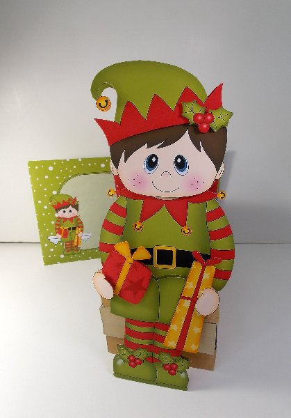 3D on the Shelf Card Kit - Little Christmas Elf Presents by Susan Mehlbaum