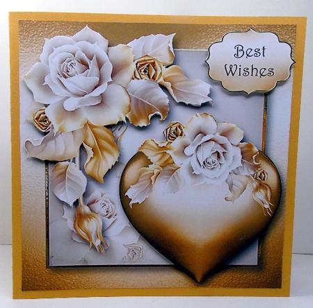 Hearts & Flowers - Ivory & Gold 8x8 Quick Topper by Susan Mehlbaum