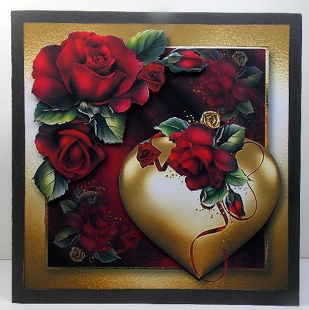 Hearts & Flowers - Red Roses 8x8 Quick Topper by Susan Mehlbaum