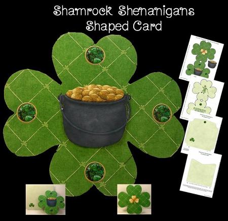 Clover Shamrock St Patrick Folded Shaped Card Template by Susan Mehlbaum