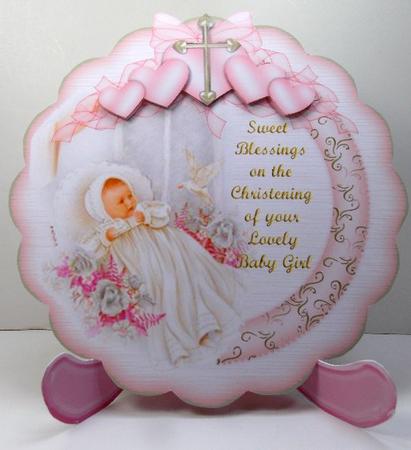 Sweet Blessings Christening Girl Plate & Stand by Susan Mehlbaum