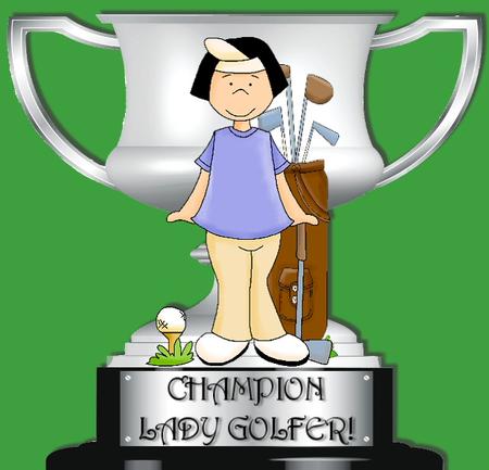 Lady Golfer Trophy Shaped Card by Susan Murdoch