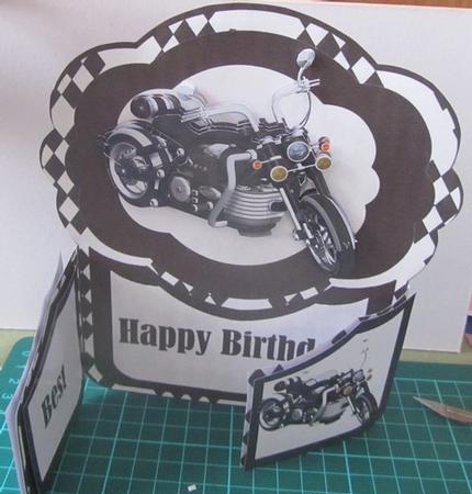 Black Motorbike Gatefold Card by Susan Parker