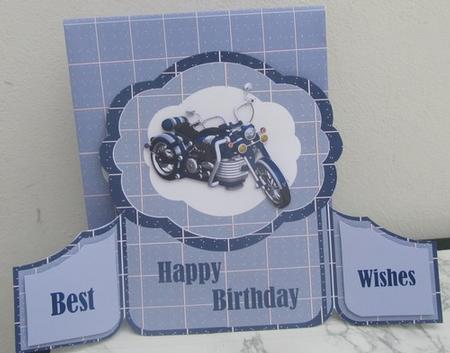 Blue Motorbike Gatefold Card by Susan Parker
