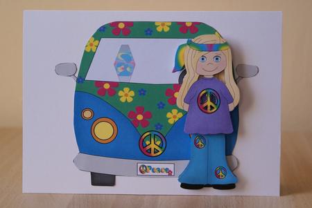 Vw Van and Hippy Girl by Susie Woodward