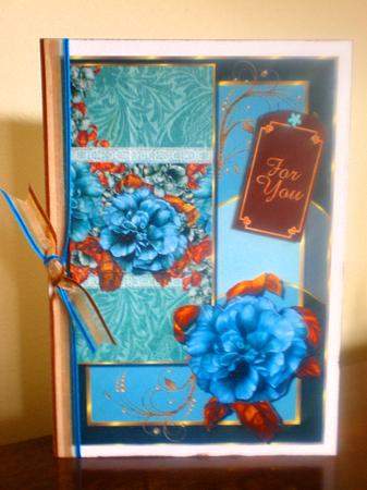 Teal Roses Floral Card Topper by Suzanne Burrows