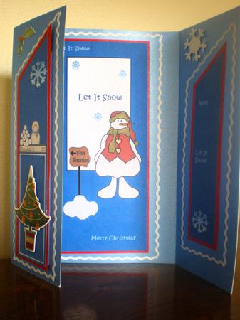 Cute Snowman Theatre Card with Decoupage Toppers by Suzanne Burrows