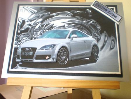 Audi Tt Decoupage on Metallic Background by Suzanne Burrows