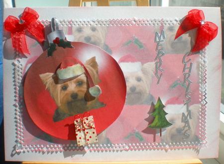 Yorkshire Terrier Christmas Bauble & Background by Suzanne Burrows