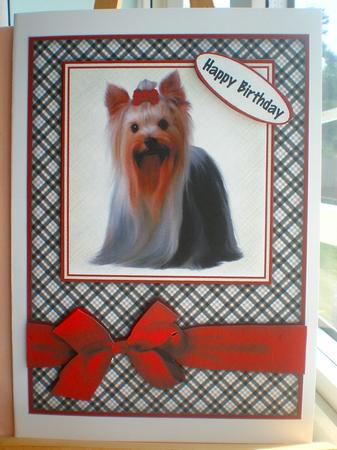 Pretty Little Yorkie - Decoupage Card by Suzanne Burrows