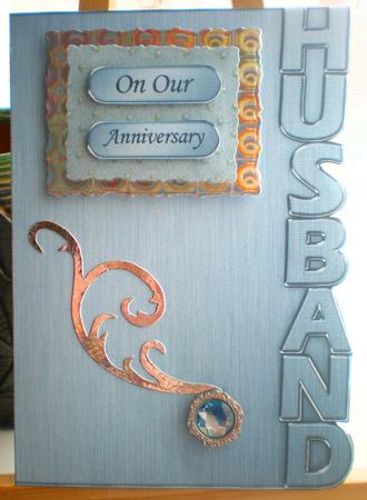 5 x 7 Elegant Metallic Husband Shaped Card by Suzanne Burrows