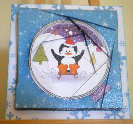 Xmas Penguin Quick Card Twisted Spiral Side Stacker by Suzanne Burrows