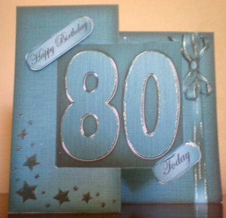 80th Metallic Age Fold Back Card by Suzanne Burrows