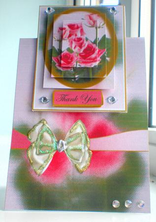 Vertical Foldback Pink Roses Happy Birthday with Sympathy Th by Suzanne Burrows