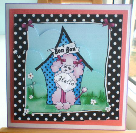Cute Poodle Quick Card with Shell Edged Corner Side Stacker by Suzanne Burrows